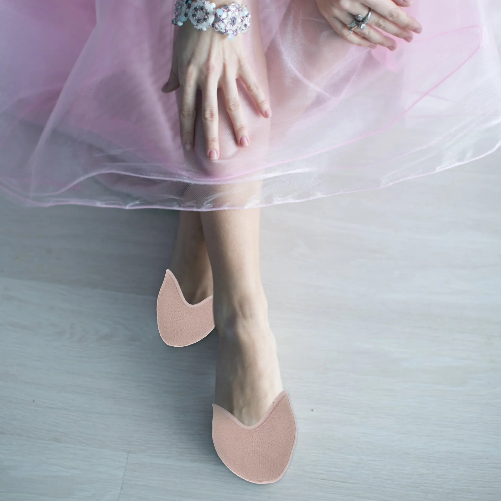 Belly Ballet Dance Toe Pad Foot Protector Non Skid Slippers for Women Beige Caps