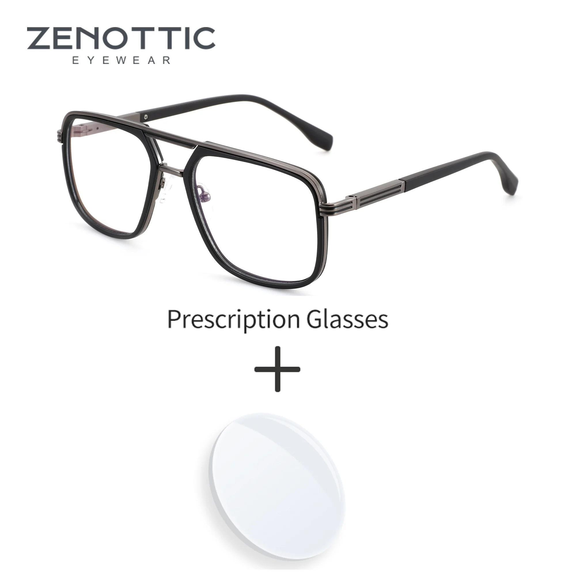 ZENOTTIC M Size Modish Metal Prescription Glasses Aviator Optical Eyewear With Recipe Man Myopia Progressive Eyeglasses Men