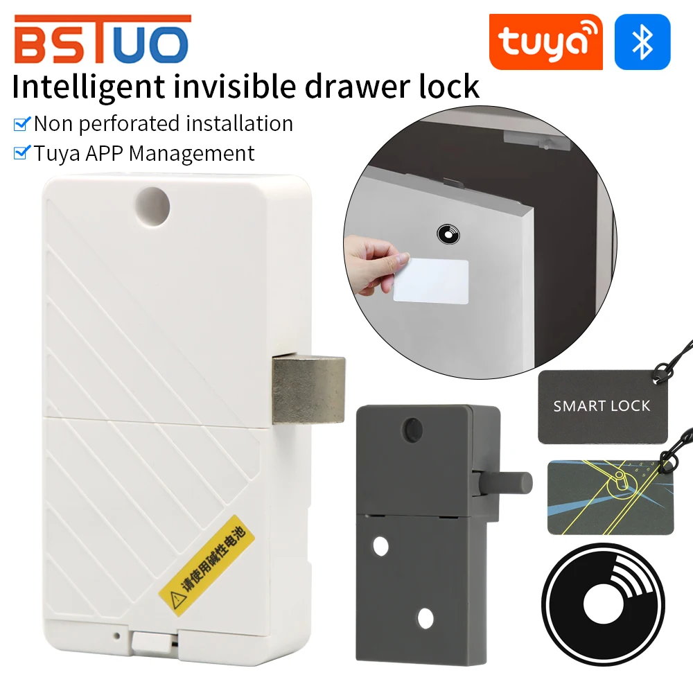 

Smart Keyless Invisible Lock Tuya App Cabinet Lock Fast Unlocking File Drawer Door Electric IC Card Lock Home Office Furniture