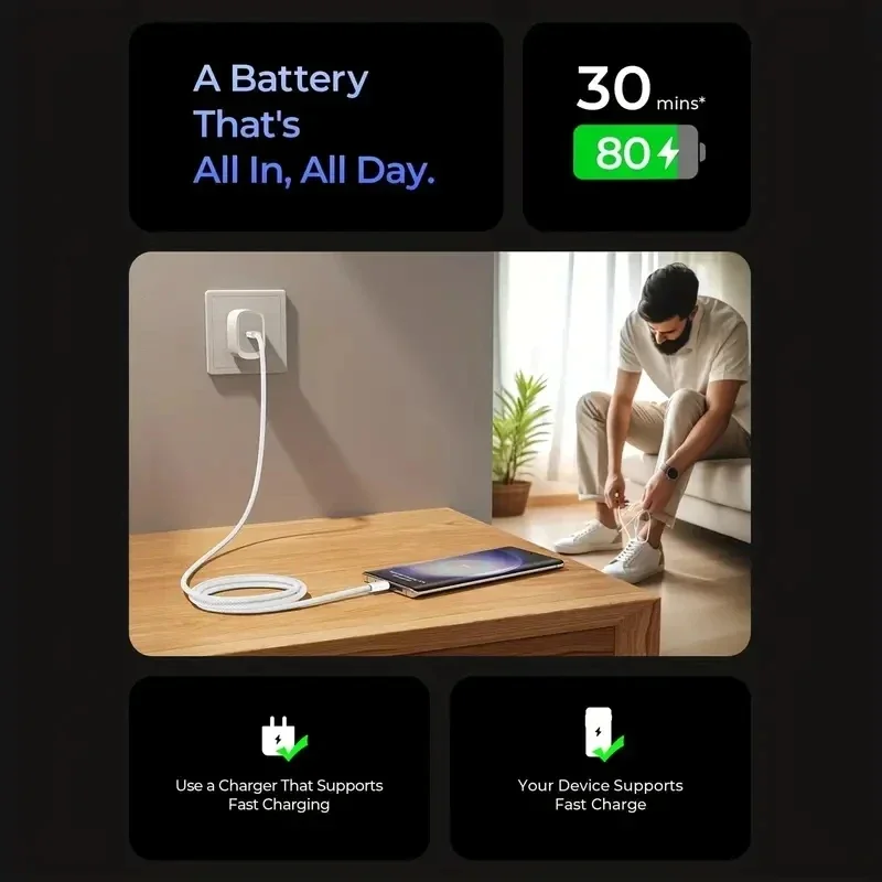 Original USB-C USB C To Type C Fast Charger Cable For Apple iPhone 17 Air 16 Pro Max 15 Plus 60W PD Quick Charge Xiaomi Samsung