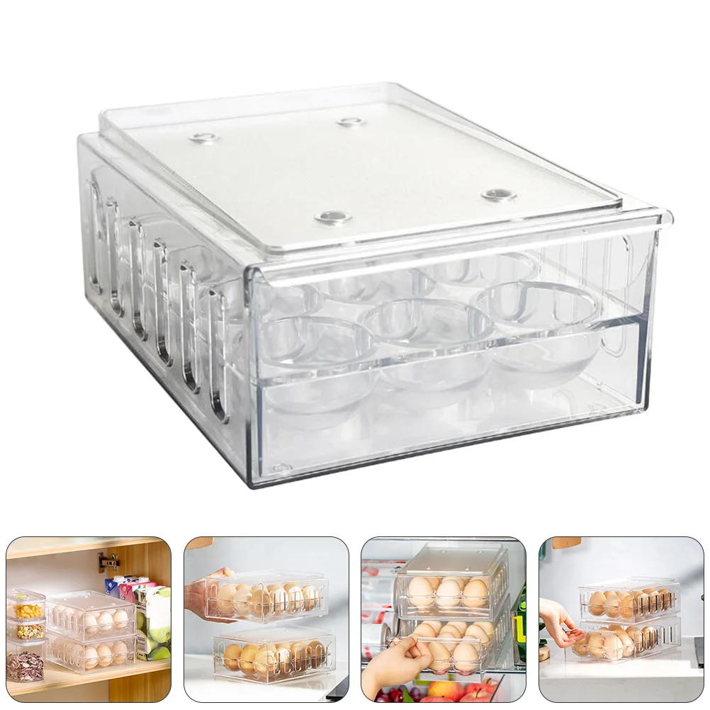 

Egg Carton Transparent Beautiful Drawer Protect Stacked Breathable Holder Bin Organizer Fridge Storage Freshness Egg