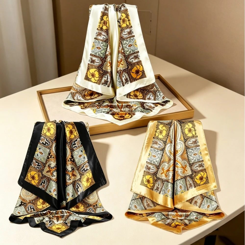 

3pcs Elegant Square Scarves Multifunctional Neck Wrap & Beach Headband, for Outdoor Travel, Casual/Formal Occasions