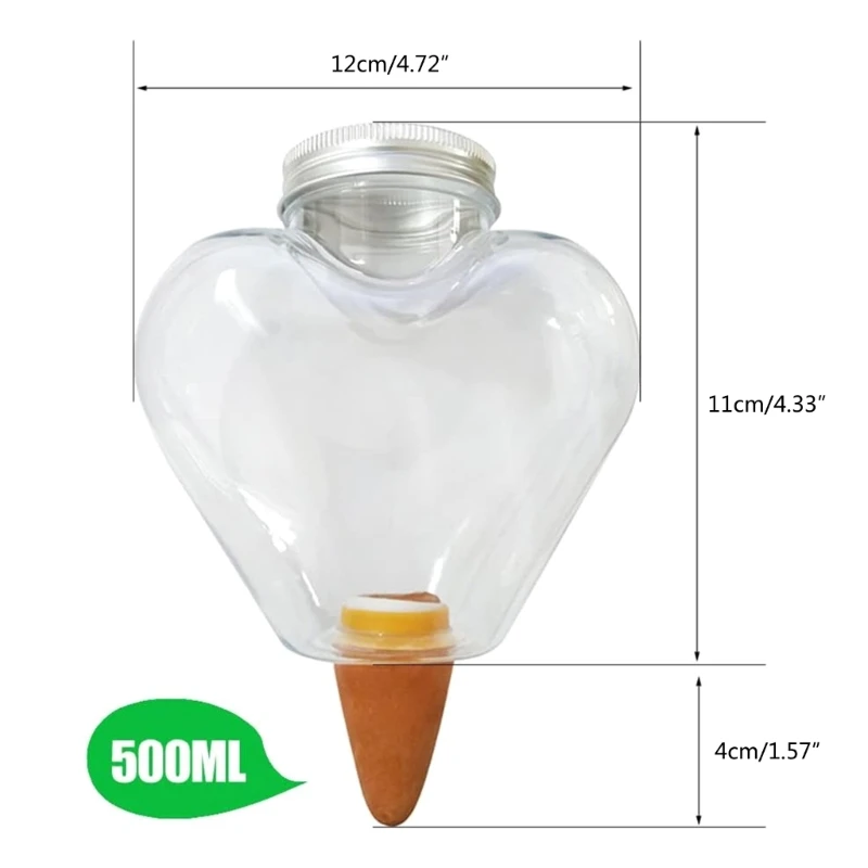 2pcs 500ml Garden Automatic Watering Tool Heart Indoor Drip Irrigation Watering System Potted Plant Waterers Spikes Houseplant