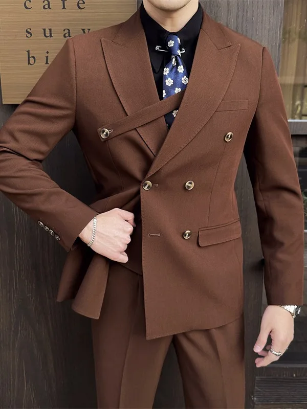 

RM14Dress business casual formal wear Korean style slim fit British style suit men's three-piece suit wedding groom best man