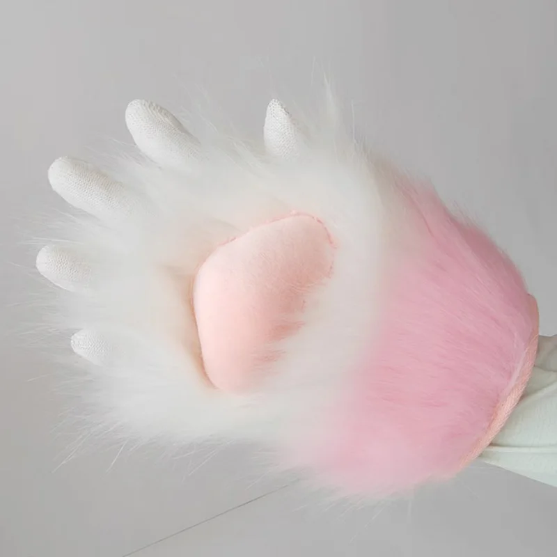 1 زوج أفخم نصف القط باو قفازات الكرتون فروي مخلب قفاز Fursuit Kigurumi القفازات فستان الهالوين حتى حفلة أنيمي تأثيري الدعائم