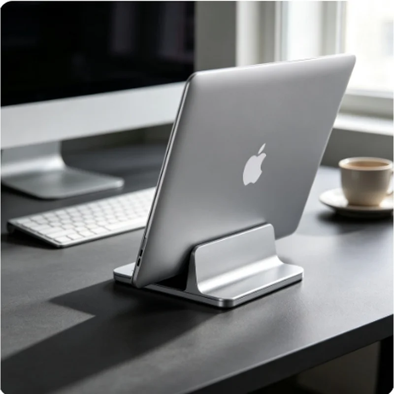Vertical Foldable Aluminum Laptop Stand Holder, Notebook & Tablet Support for 13‑17 Inch Macbook Air Pro PC, Space‑Saving Deskto
