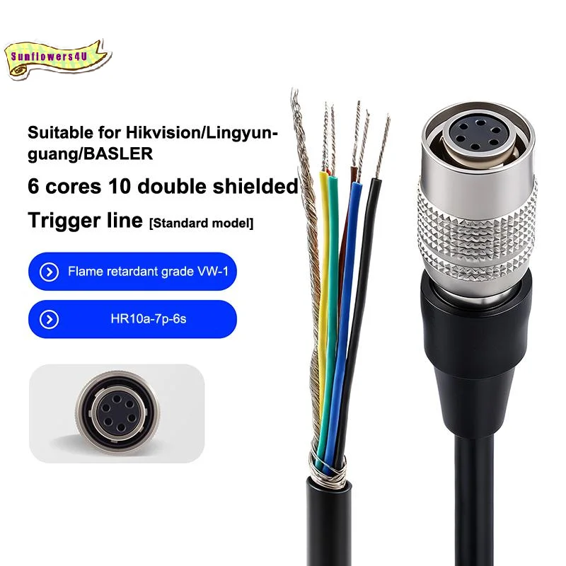 HR10A-7P-6S 6Pin Industrial Camera I/O Trigger Cable with Power Adapter Flexible for Agricultural Pest Detection Systems