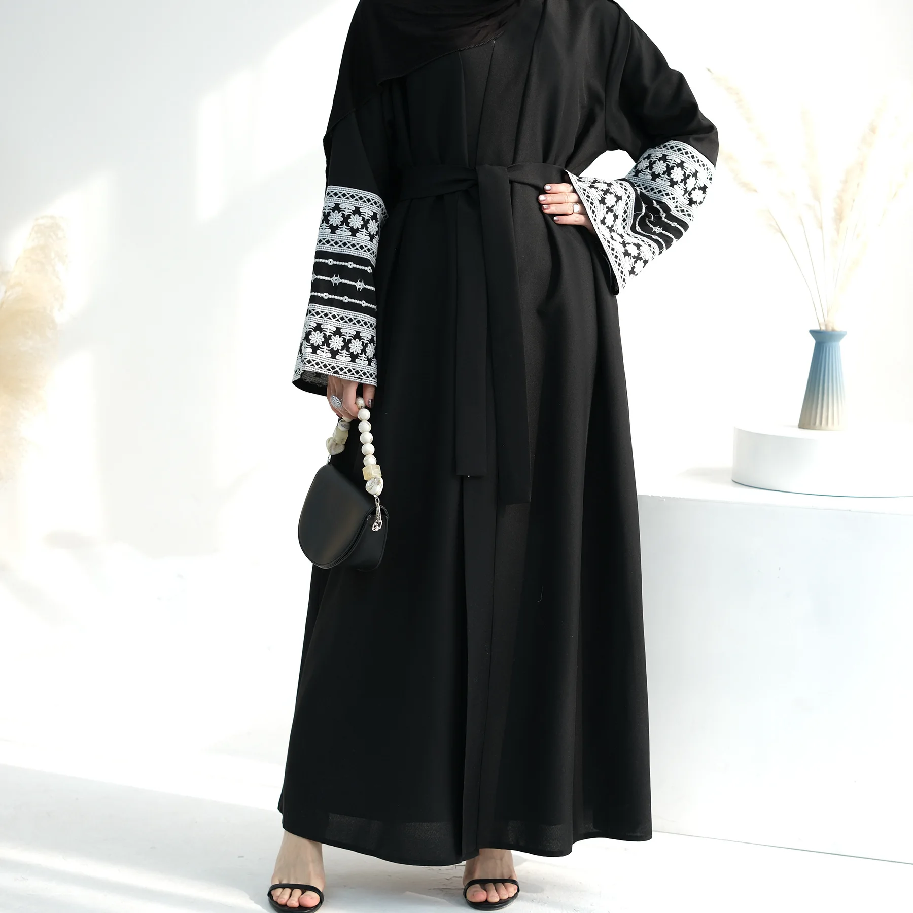 Embroidery Open Abaya for Women Kimono Cardigan Islam Clothing Turkey Muslim Dress Ramadan Eid Kaftan Dubai Robe Kebaya Jalabiya
