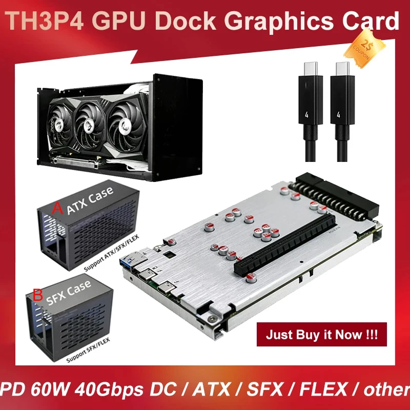 

Upgraded TH3P4G3 PD 60W 85W GPU Dock Graphics Card Dock External Graphics Thunderbolt-compatible 40Gbps DC / ATX Power Supply