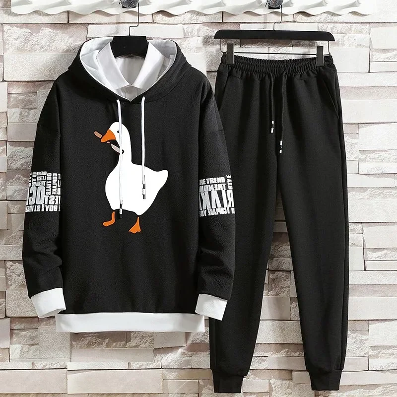 Spring and Autumn Youth Sweater Suit White Duck The Hoodie Men Collocation Hoodie Casual Shirt Set of Tide Brand Coat Designer