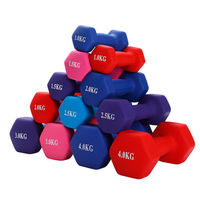 Colorful Plastic Dipped Gym Free Weights Set 10kg 20kg Hexagon-shaped Dumbbells for Home Training Rubber Iron Steel Material