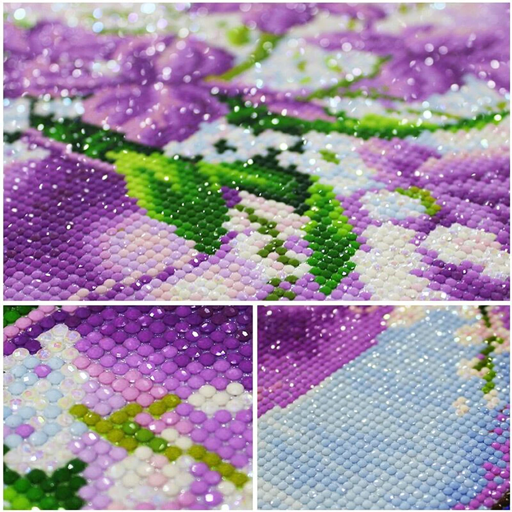 AB Diamond Painting Blumen-Mosaik mit runden Strasssteinen, Stickerei-Kreuzstich-Set, DIY-Heimdekoration, Geschenk, Neu – Detail 7