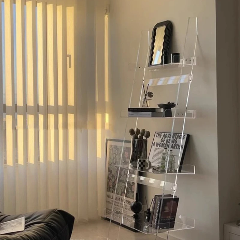 

Storage bookshelf magazine rack, simple floor-to-ceiling flower stand in the living room, display rack against the wall bathroom