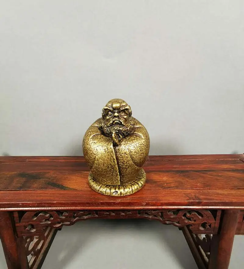 Chinese Buddhism Brass Copper Arhat Seat Damo Bodhidharma Dharma Buddha Statue