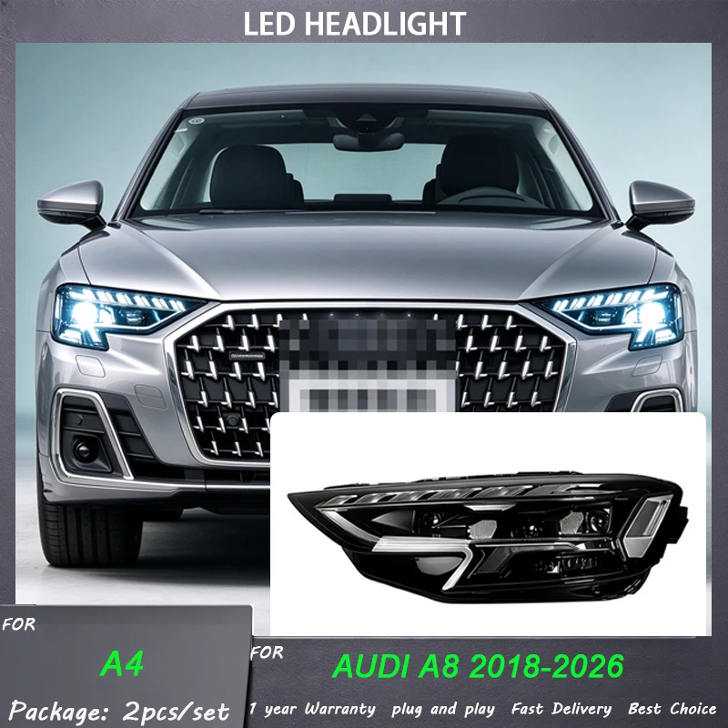 Auto Matrix LED Upgrade Car Headlight Assembly For Audi A8 D5 2018-2026 Exterior Light Accessories Front Head Lamp Plug and Play