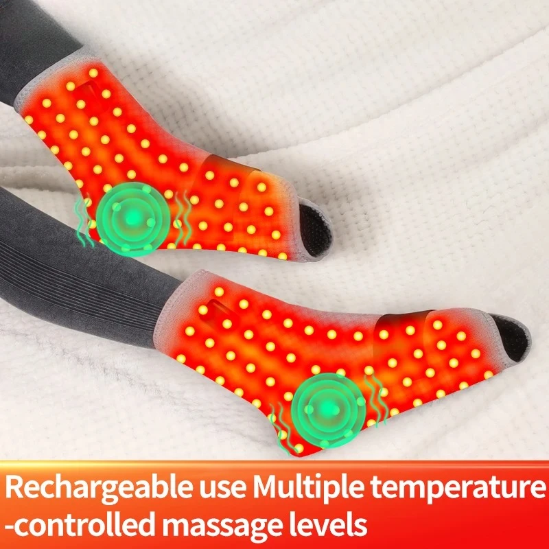 Full Wrap Red Light Bead Heated Foot Sleeve For Winter Cold Feet Stiff Toes Warmth Locking Heat Retention Foot Massage Support