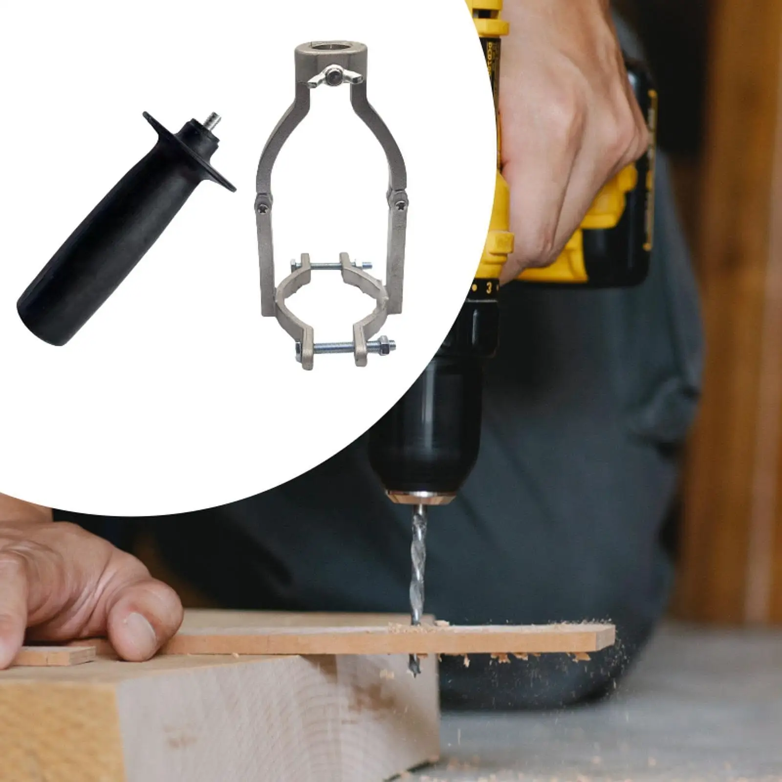 

Square Hole Drill Bit Adapter with Handle for Table Drill Mortise Machine