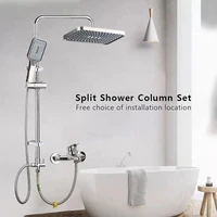 Juego de columna de ducha dividida, grifo de baño, mezclador de agua fría individual, sistema de grifo, grifos de bañera, adaptador de accesorios de cabezal de ducha de lluvia Válvula del convertidor del T-adaptador de