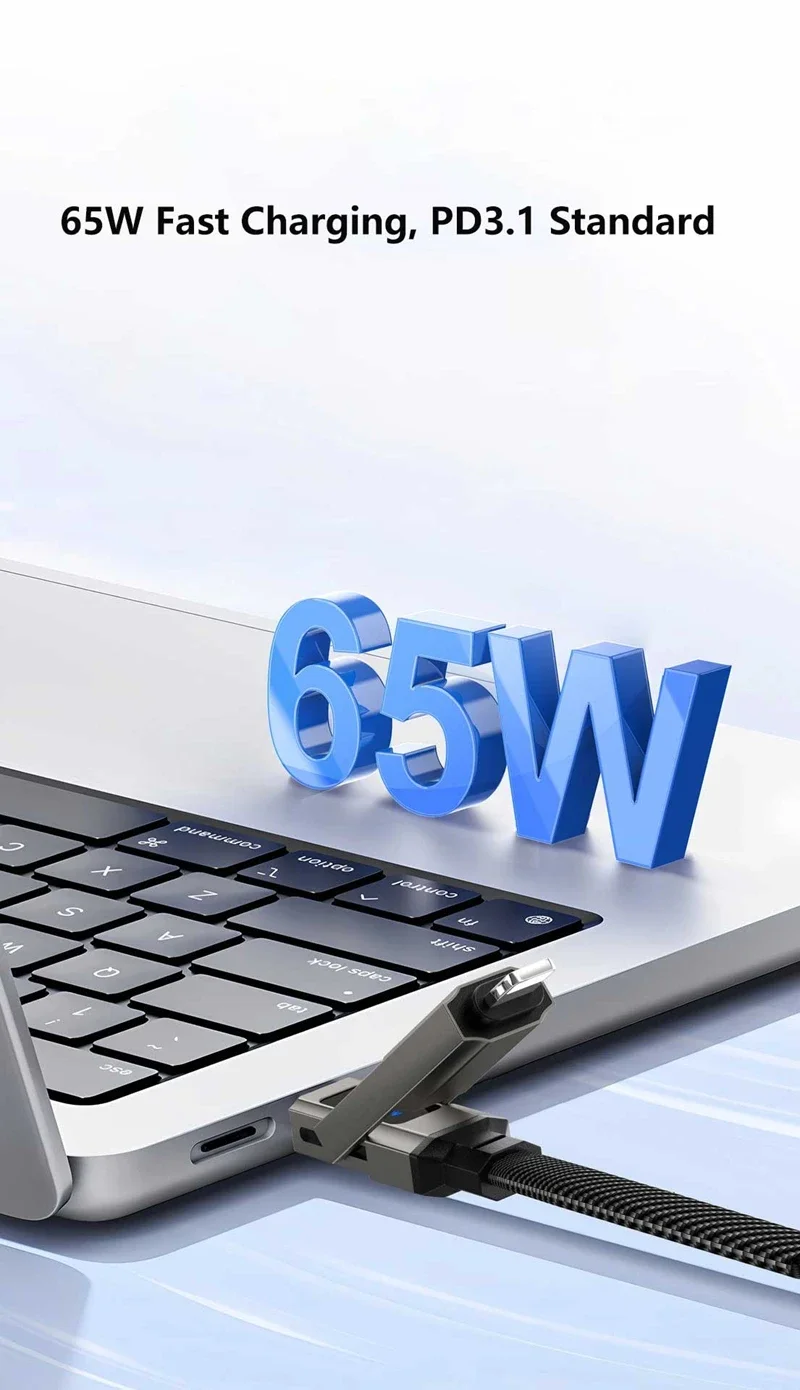 4-in-1 65W Kabel-Schlüsselanhänger-Ladekabel USB-C-Kabel mit V/A/W-Anzeige Typ C für tragbares Kabel für Laptop und Mobiltelefon – Detail 2