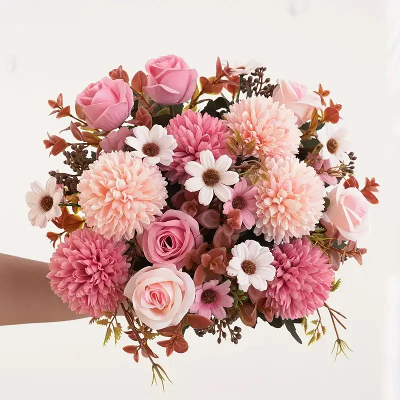 الخريف الورود الحرير الكوبية الإقحوانات الزهور الاصطناعية المنزل الجدول باقة الديكور الزفاف الزفاف عيد الميلاد ورد صناعي ديكور