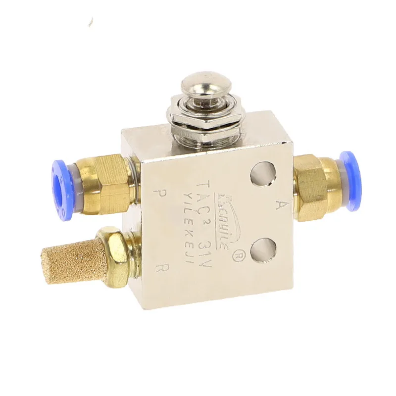 TAC2-31P Air Pneumatic 1/8 Thread 2 Position 3 Way Reset Push Button Switch Mechanical Valve