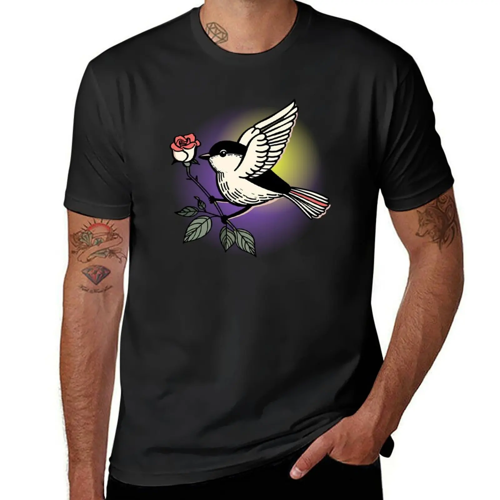 Rose-Carrier Bird T-Shirt new edition Short sleeve tee vintage clothes funnys mens t shirts casual stylish