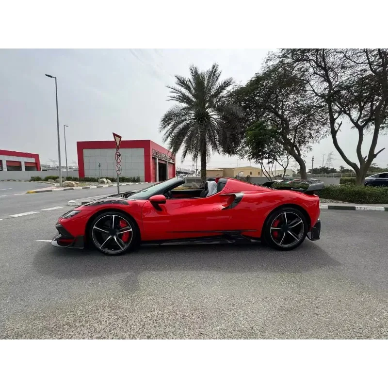 KQX FORFerrari 296 Body Kit 296 Upgraded Bat Style Carbon Fiber Front Lip, Side Skirts, Diffuser, Spoiler, Hood