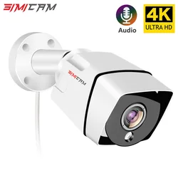 Video Surveillance POE Camera, Security 4K Whit  Audio Metal, 48V POE, DC12V, 4MP, 5MP, 8MP, Infrared Night Vision, Waterproof