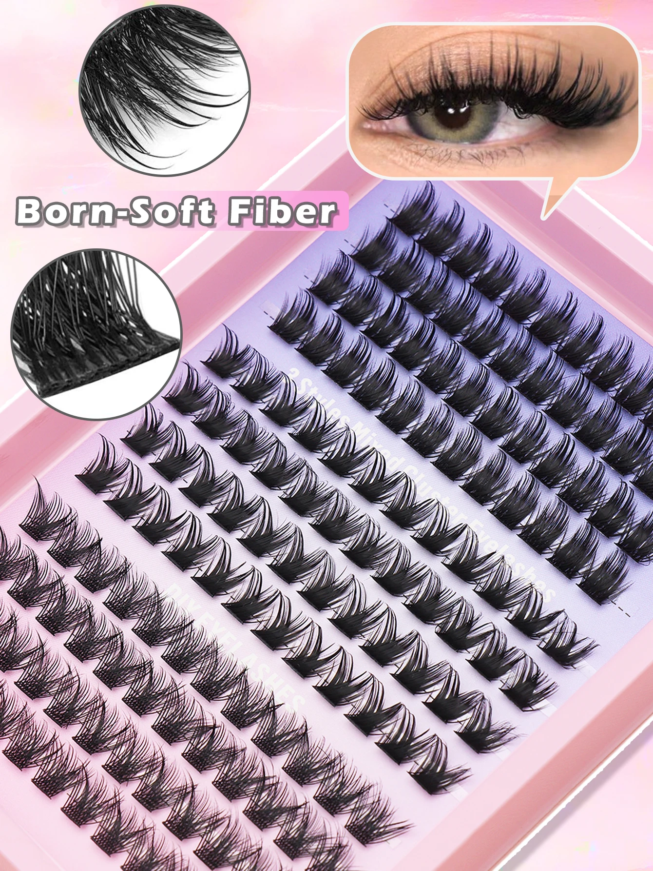 108 clusters Mixed DIY false eyelashes party and club daily work meeting Natural D roll up soft messy dramatic 3D mink eye