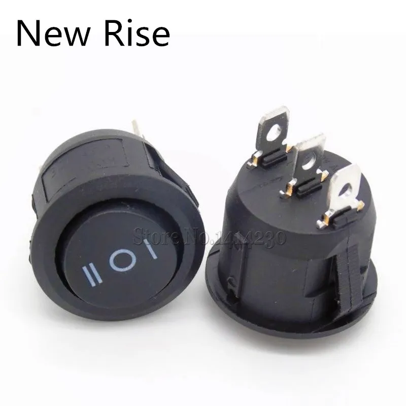 2024 Hot Sale High Quality Rocker Switch Black 3 Position SPDT Snap-in ON-OFF-ON 3 Pin Round Switch 10A/125V 6A/250V AC