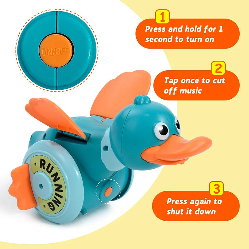 ของเล่นเด็กไฟฟ้า ฝึกหัดงัดหัว ฝึกคลาน เต้น หมุน  เป็ดน้อยน่ารักและสนุกๆ