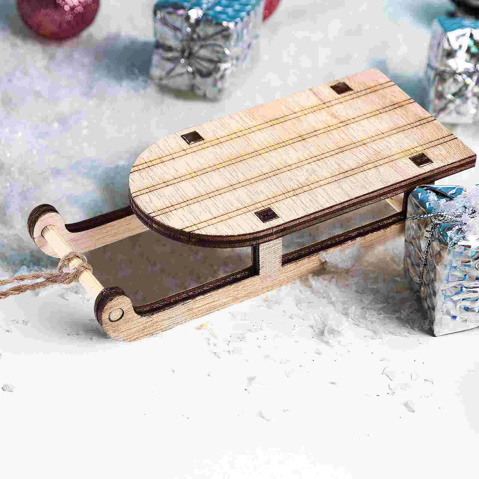 5 Pcs Sledge Wpoden Wooden Xmas Decorations Christmas Ornaments Pendant Mini Sleighs Child