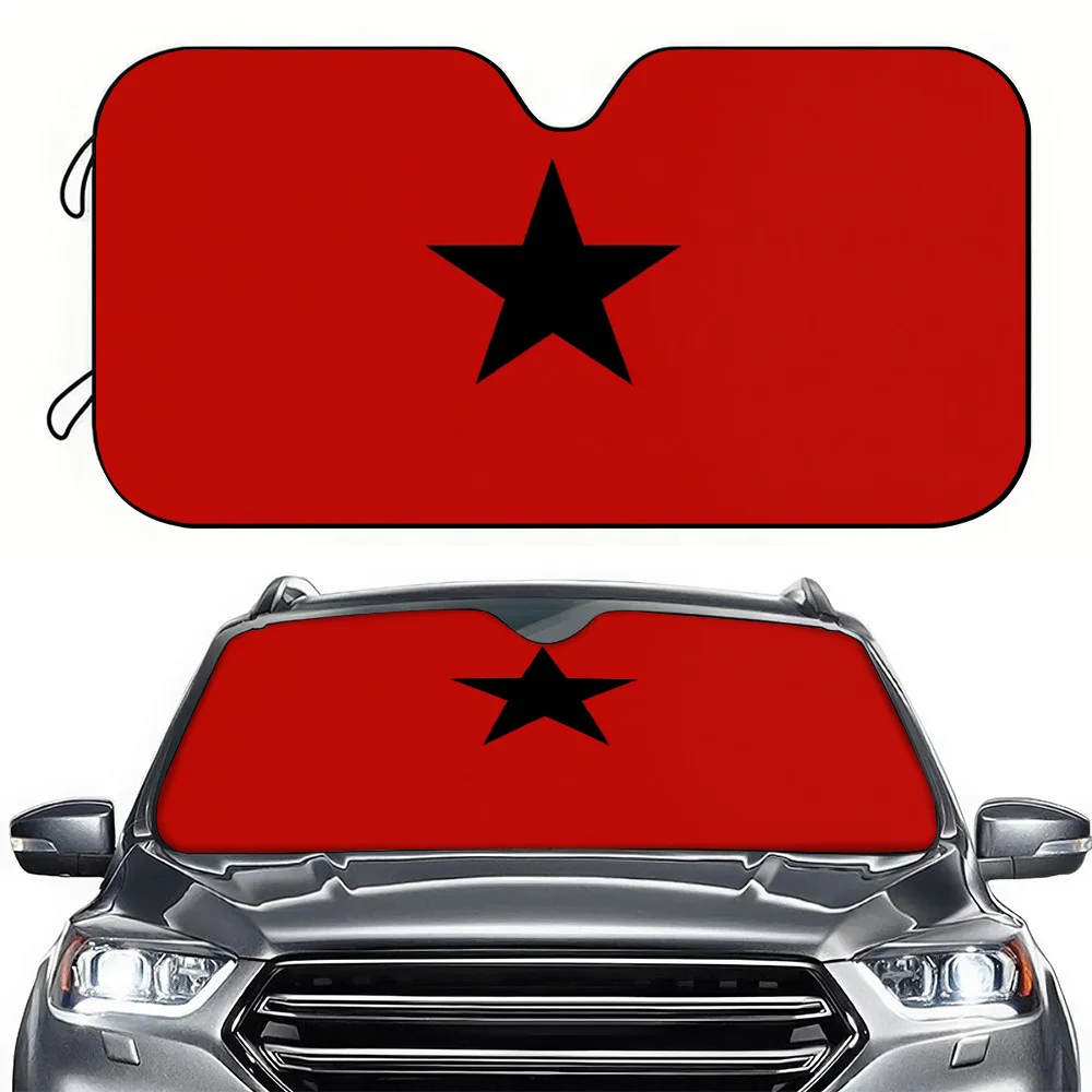1pc Car Sun Visor with Red Background and Black Stars UV Protection and Cooling Suitable for Sedans Universal Models