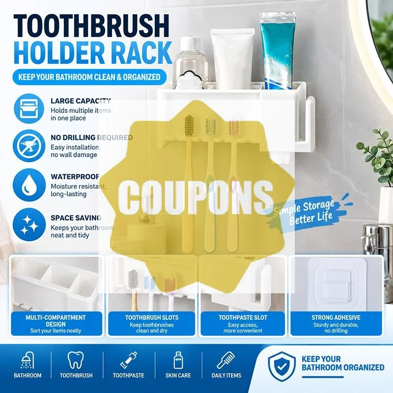 1Pcs Seamless Toothbrush Storage Box Toothbrush Holder Multi-Function Toothpaste Tooth Cup Hanging Rack
