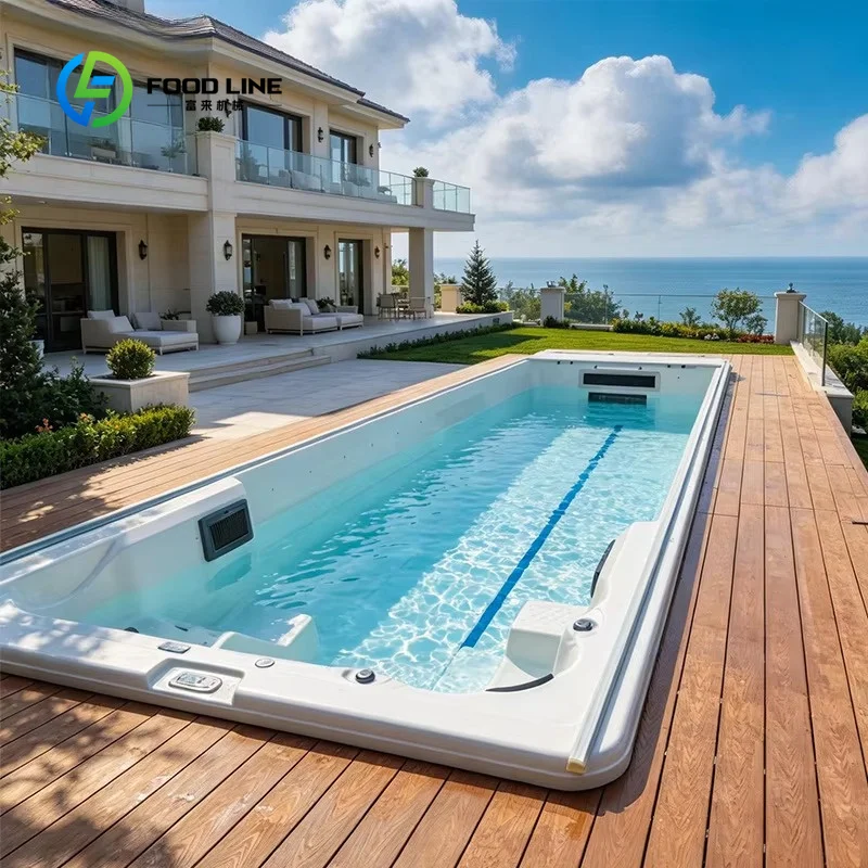 Custom Fashionable Outdoor Swimming Spa Pool Modern Cabinet Design with Built-in Access Steps for Easy Family Entry