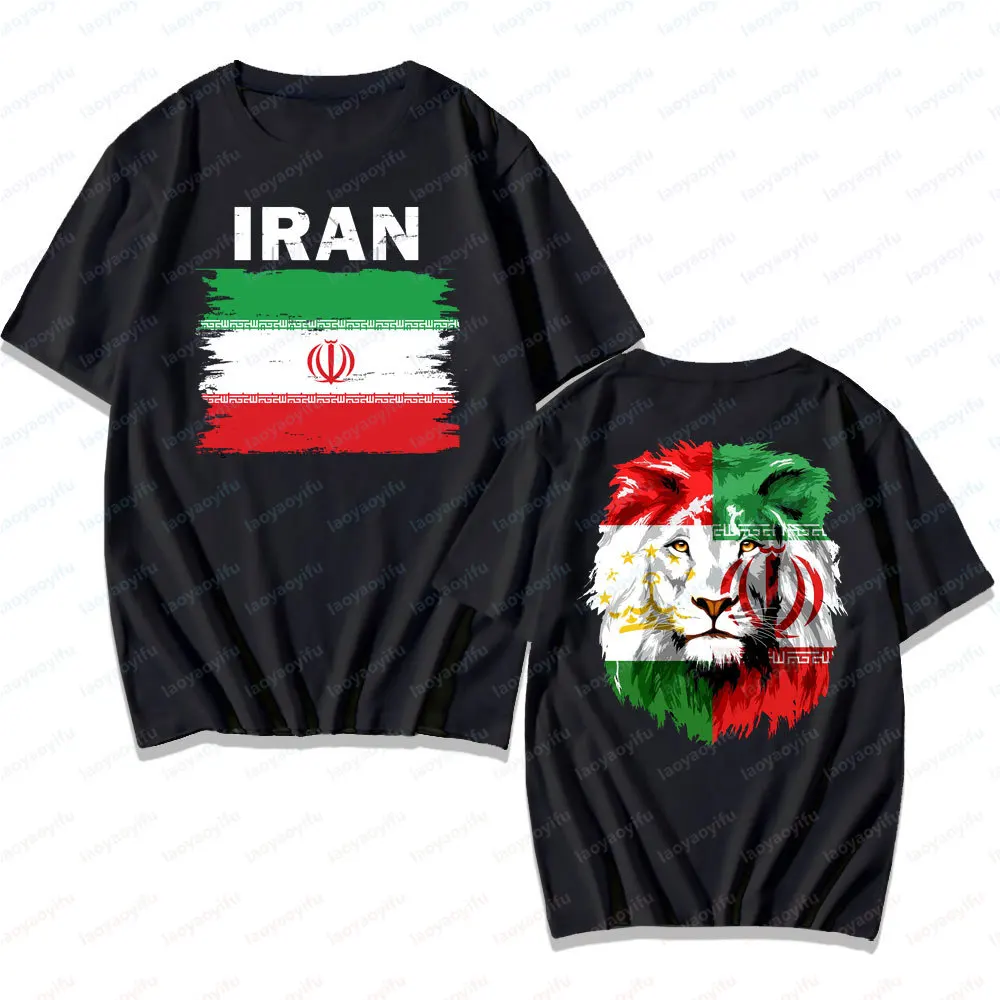 Iran Male Lion Creative Design T-shirt Iranian Flag Tshirt with Israel Pair of Punches Tops Graphic Printed TShirt Men Women Tee