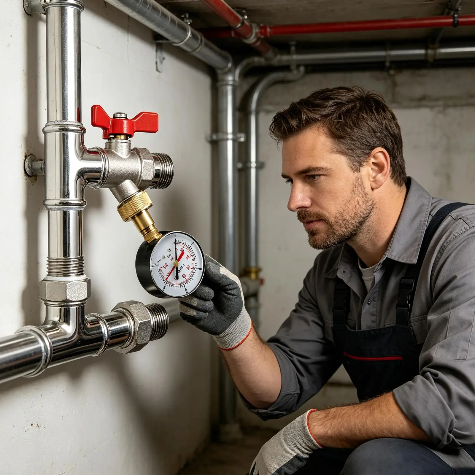 Water Pressure Tester Easy Read 60-140 PSI High Precision Industrial Pressure Gauges For Central Air Conditioning Rooms Pump