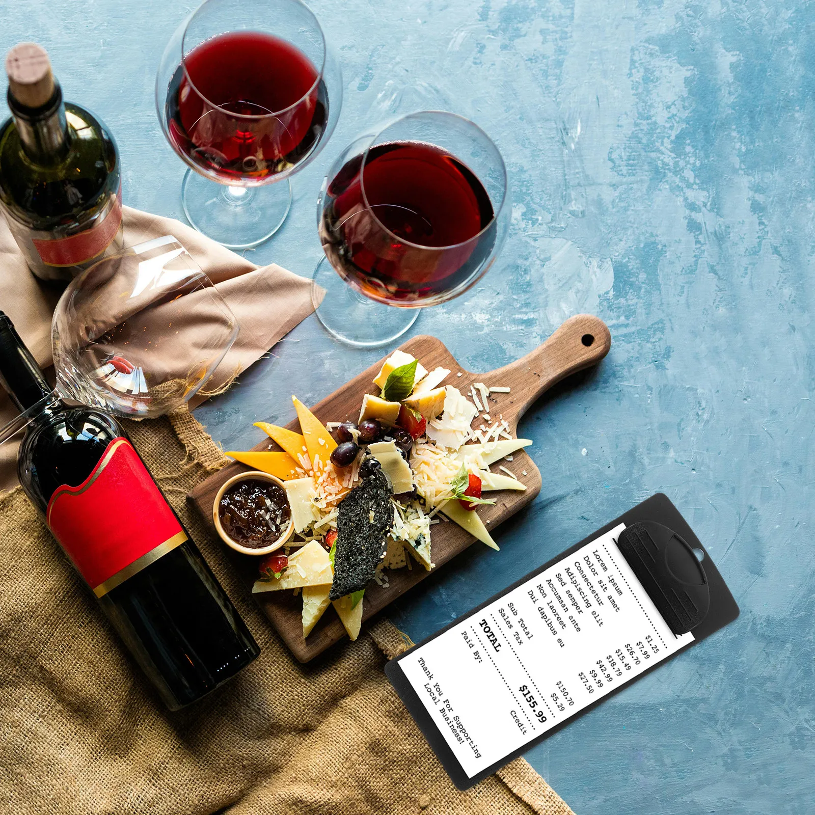 

4Pcs Plastic Clipboard Menu Folder Black 8x18cm Versatile Writing Board for Restaurant Meeting Billing Organizer Storage