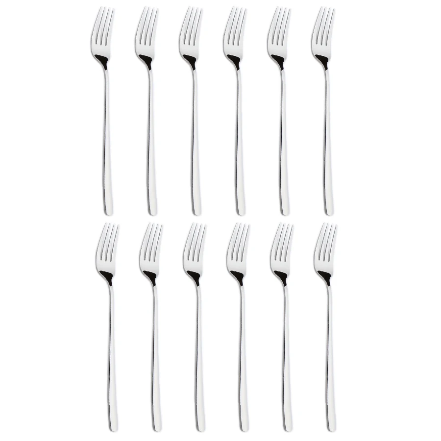 Aço inoxidável Espelho-Polido Talheres Set, Top Food Grade, talheres Garfo, Sobremesa Salada Fruit Fork, 12 Pcs