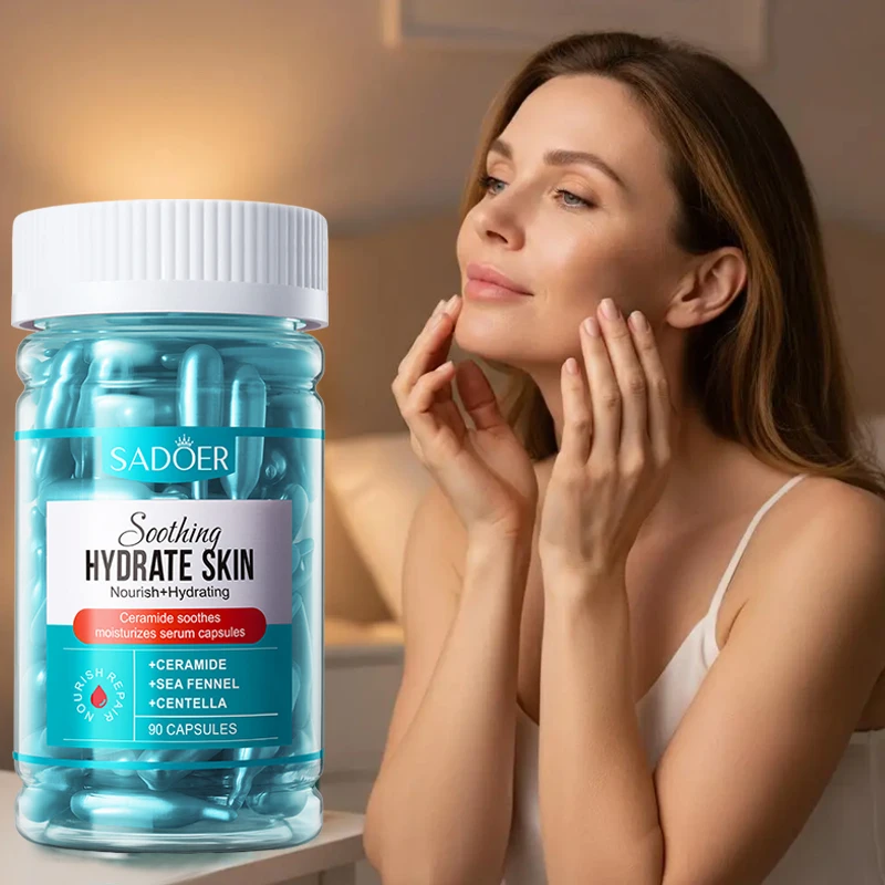Ceramide Soothing and Moisturizing Essence Capsule, Facial Moisturizing Essence, Nourishing and Locking in Moisture, 90PCS/Bottl