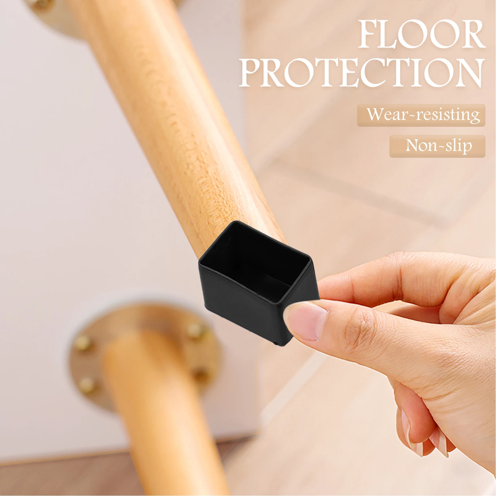 

50 Pcs Chair Leg Caps Table Feet Cover Furniture Protectors Anti Slip Floor Mats Square Glides For Hard Floors Wood Tile