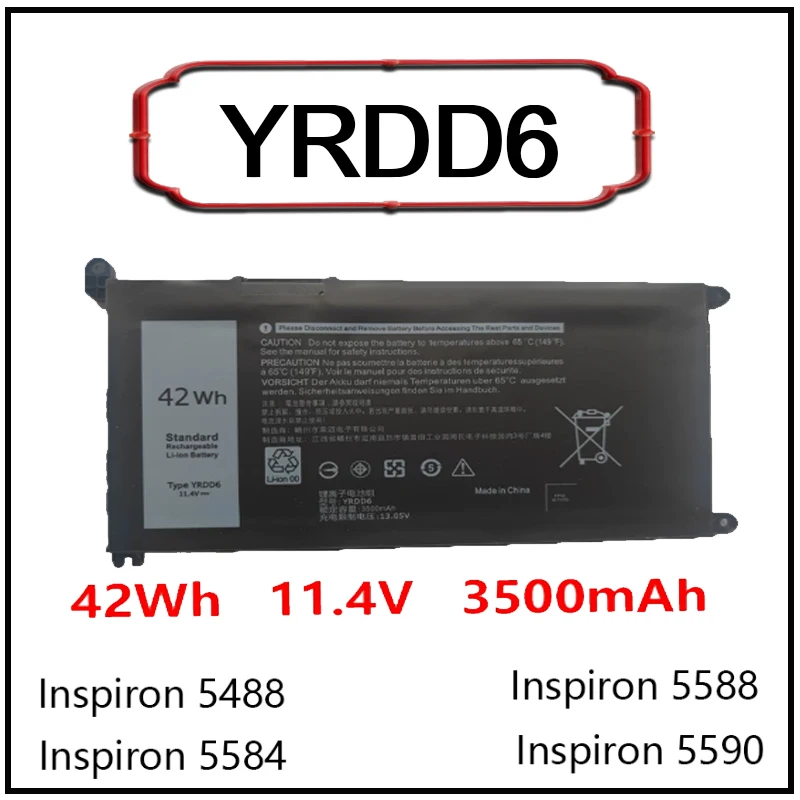 

YRDD6 Li-ion Laptop Battery for DELL Inspiron 5482 5480 5481 5485 5491 5591 5593 3583 3310 3493 3793 5584 5493 3582 3593 P90F
