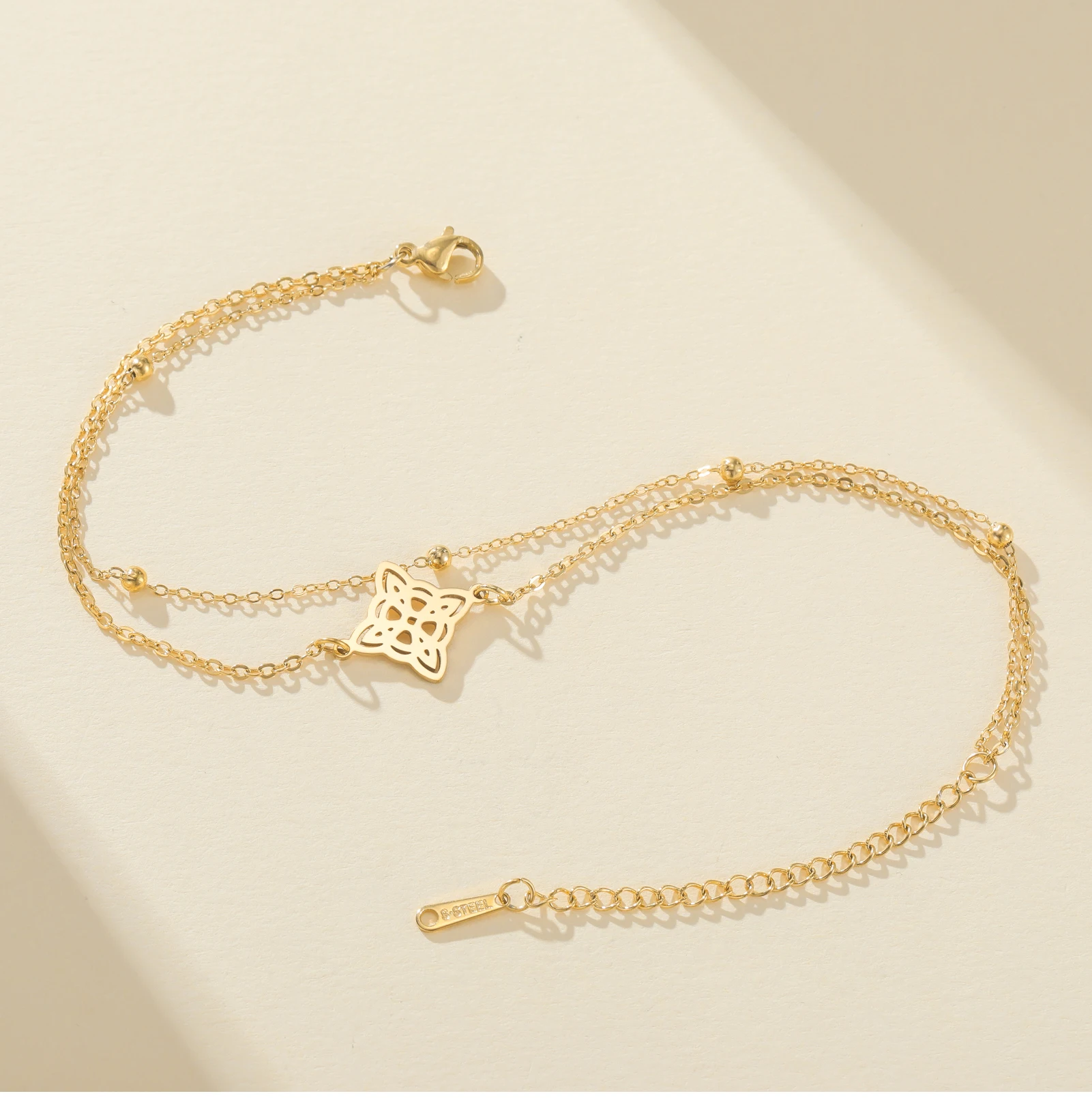 CoolTime Doppelketten-Armbänder mit Hexenknoten für Damen, goldfarben, Schmuck, Schutzsymbol, Geschenk für Liebhaber, 2026 Neuankömmling – Detail 9