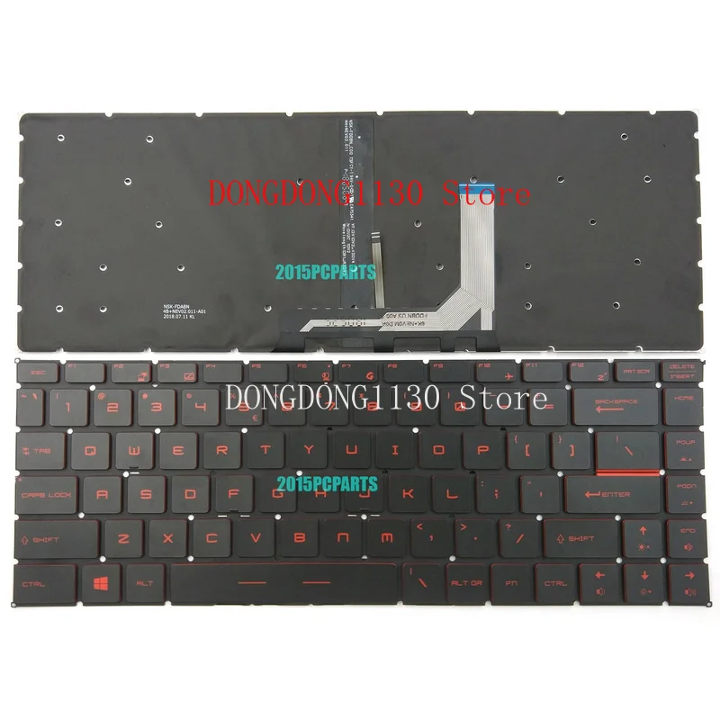 D nuevo para MSI GF65 Thin 9SD 9SEX GF65 Thin 10SD 10SE MS-16W1 teclado rojo retroiluminado EE. UU.