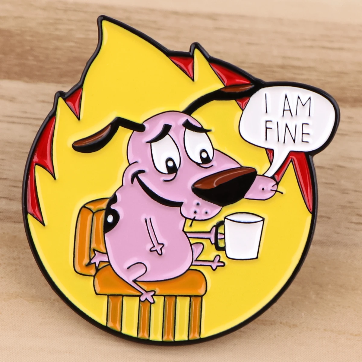 I AM FINE Dog Cartoon Enamel Pins Funny Brooches for Women Men Bag Backpack Badge Jewelry Clothing Accessories Gift For Friends