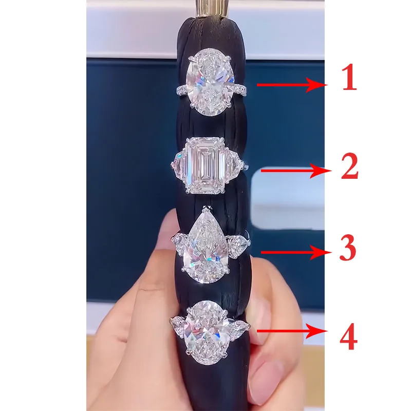 Luxurious 10 Ct Oval Pear & Emerald Cut EF/VS VVS Lab Grown Diamond Solitaire&3 Stone Ring 14K Gold  IGI Certified Wedding Ring