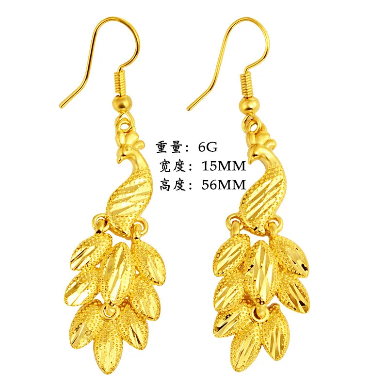 24-karaats gouden AU999 pawoorbellen in Koreaanse stijl voor dames |   Oud-beitel met reflecterende details, opvallend voor formele evenementen