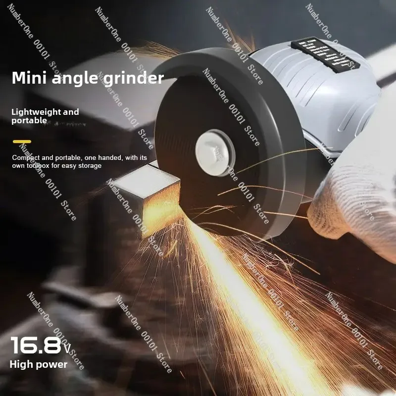 Mini 16.8V Brushless Angle Grinder, Cordless Polishing Grinding Machine with Diamond Cutting Disc, DIY Power Tool