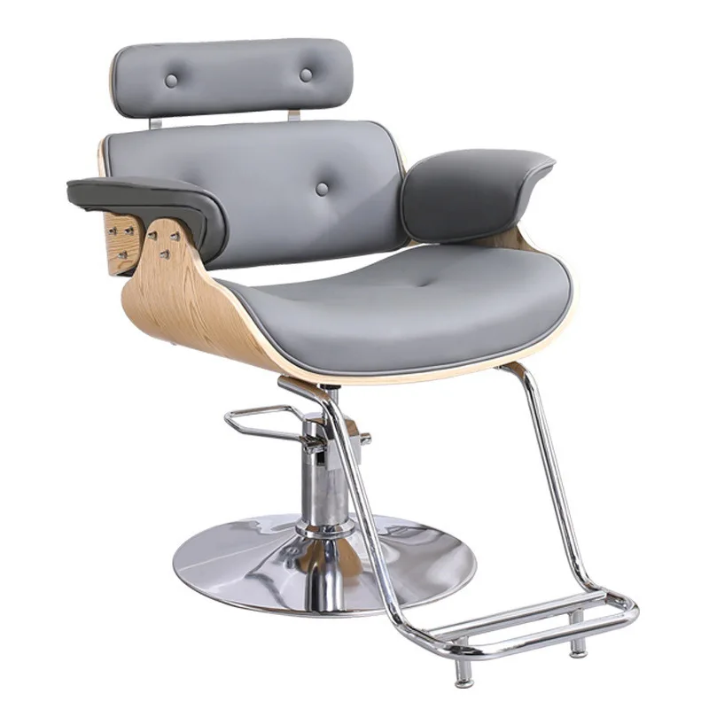 Hxl salon hairdressing chair - adjustable height with footrest, round base, stainless steel