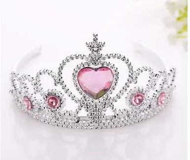 

200pcs/lot fedex fast Girls Plastic Hairband Rhinestone Princess Crown kid crystal heart crown 6colors